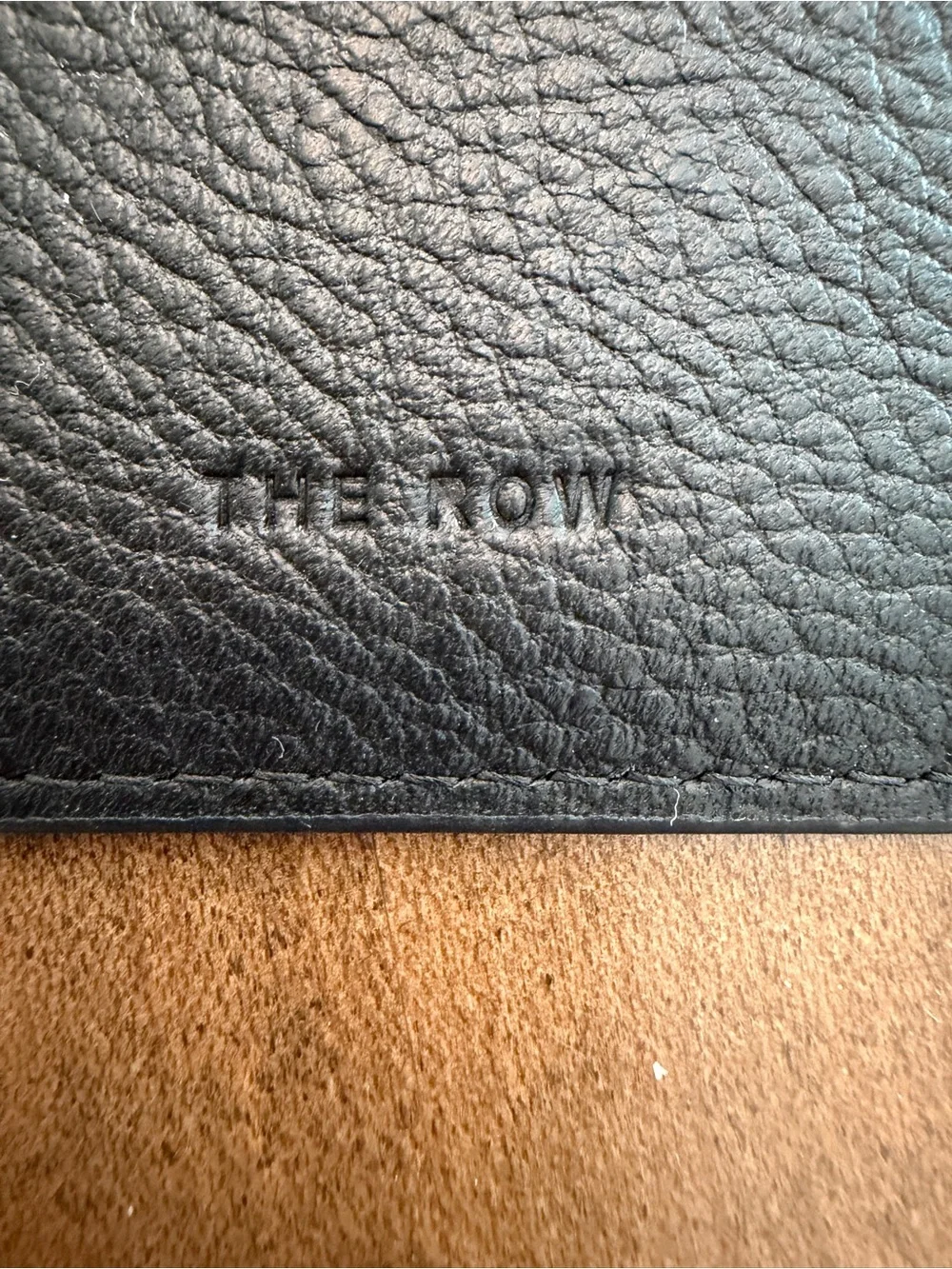 The Row Black Pebbled Leather Card Sleeve